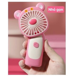 SET 2 QUẠT CẦM TAY MINI GẤU DÂU MINI SIÊU CUTE Sạc Pin USB