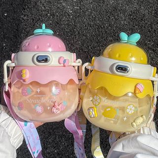 Bình Nưoc Giữ Nhiệt 2trong1 Trái Dâu Nắp Bật So Cute 1000ml