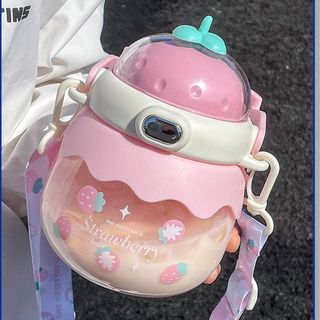 Bình Nưoc Giữ Nhiệt 2trong1 Trái Dâu Nắp Bật So Cute 1000ml