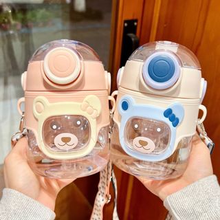 Bình Nước Quai Đeo GẤU ĐEO NƠ nắp bật cực ghét 800ml