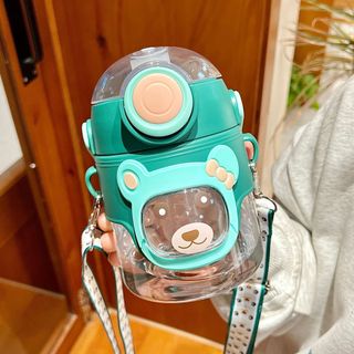 Bình Nước Quai Đeo GẤU ĐEO NƠ nắp bật cực ghét 800ml