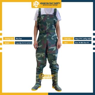 Ủng yếm lội nước Hoa San rằn ri đế cứng đủ size, loại dày, ủng lội nước liền quần, ủng yếm lội nước [HGP SAFETTY]