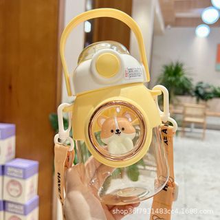 Bình Nước 2Trong1 Gấu Thỏ Nắp bật yêu nhiều 820ml
