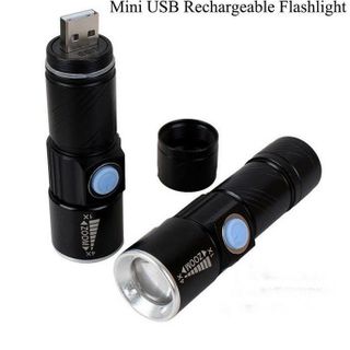 Đèn Pin Siêu Sáng Sạc USB Zoom 4x, kích thước: 9cm x 2.4cm - SP005760