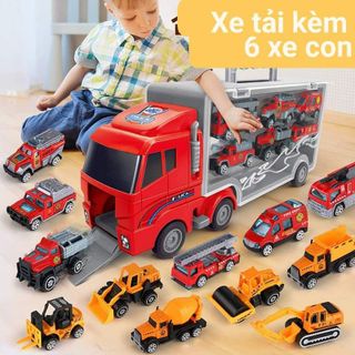 XE TẢI ĐỒ CHƠI NHIỀU NGĂN KÈM 6 XE