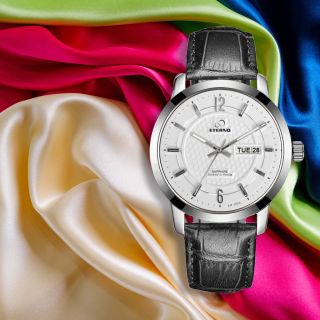 Đồng Hồ Nam - Thương Hiệu ETERNO EM2002L DA ĐEN TRẮNG