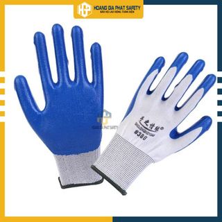 Găng tay 12 đôi phủ sơn xanh - Găng tay bảo hộ lao động - Bảo vệ tay, sử dụng để bốc xếp hàng hóa giá sỉ