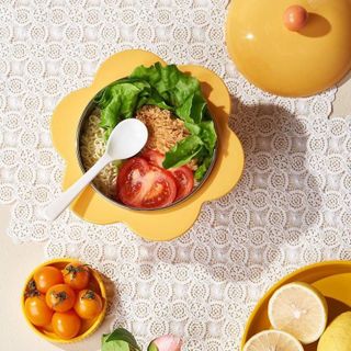 Bát úp mì - Bát ăn mì tôm inox 2 lớp hạ nhiệt hình hình hoa có nắp đậy đậy , đồ gia dụng thông minh, tiện ích