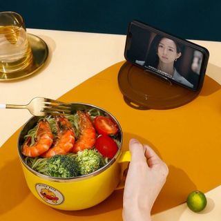 Bát ăn mì inox giữ nhiệt có nắp đậy 1 lít vịt vàng, xanh cute, ca tô đựng cháo mì đa năng , gia dụng decor thông minh