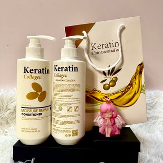 Dầu Gội Cặp Collagen Keratin 1000ml, Bộ Đôi Gội-Xả Ngăn Ngừa Gàu Ngứa - Phục Hồi Tóc Khô Xơ Hư Tổn Nặng