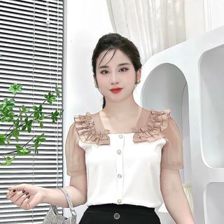 Áo Sơ Mi lụa Phối Tơ Hàng Đẹp