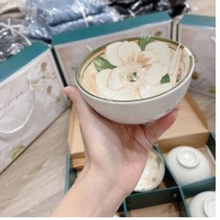 Bộ 6 bát hoa trà cao cấp ( tặng kèm vỏ hộp và đũa)