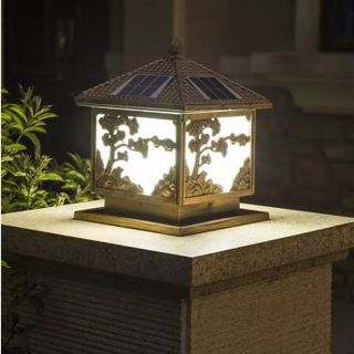 Đèn Năng Lượng Mặt Trời MIFIDI | Đèn Trụ Cổng size 30cm họa tiết hình cây tùng TC30CT giá sỉ
