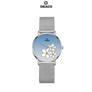Đồng Hồ Nữ - Thương Hiệu DRACO D22-STN01 "Flower Garden" xanh dây lưới bạc giá sỉ
