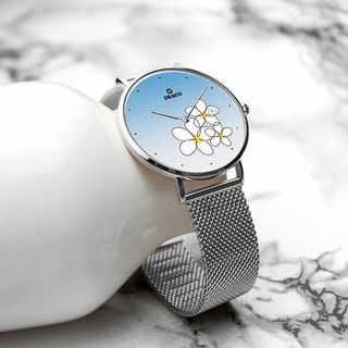 Đồng Hồ Nữ - Thương Hiệu DRACO D22-STN01 "Flower Garden" xanh dây lưới bạc