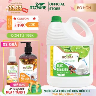 Nước Rửa Chén Bồ Hòn Hữu Cơ Bạc Hà Moleaf 4KG - Lên Men Tự Nhiên Từ Dứa Và Bồ Hòn An Toàn Cho Da Tay Và Diệt Khuẩn giá sỉ