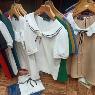 Áo lụa công sở cổ bèo viền