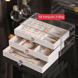 HỘP ĐỰNG TRANG SỨC 3 TẦNG TRONG SUỐT