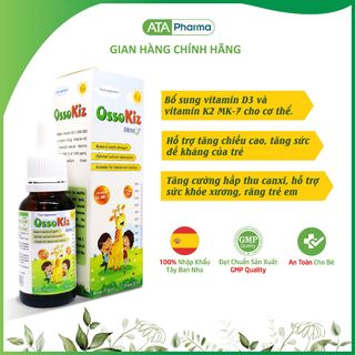 Vitamin D3 K2 MK7 20ml OSSOKIZ Tây Ban Nha cho trẻ trên 6 tháng tuổi giá sỉ
