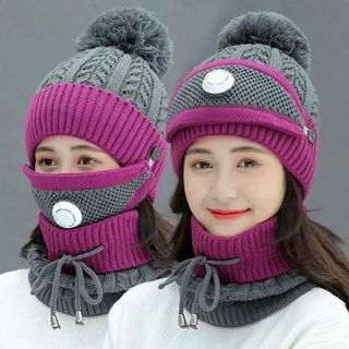 MŨ LEN KÈM KHẨU TRANG CHO NỮ