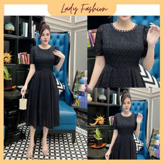 (HCM) Đầm vol ép nhung họa tiết lập thể D070- Lady Fashion - Khánh Linh Style giá sỉ