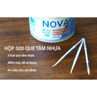 Lốc 12 hộp Tăm nhựa Nova hộp vát 500 que SPT-811