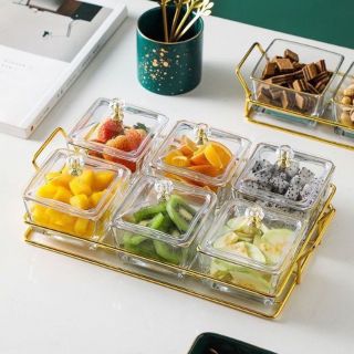 BỘ KHAY MỨT 6 NGĂN THUỶ TINH TRONG SUỐT
