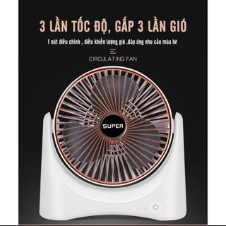 Quạt Tích Điện Super Fan, Quạt Để Bàn 3 Chế Độ Mát Nhỏ Gọn Tiện Lợi Khi Mang Theo