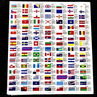Cờ 219 Lá Cờ Các Nước Dán Decal, kích thước: 28,5cm x 21cm - SP000080