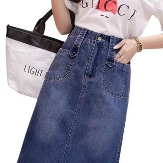 Chân Váy Bò dáng A dài qua gối Quảng Châu loại 1