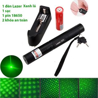 ĐÈN PIN LASER 303 TIA XANH LÁ CHIẾU XA 2000 MÉT - FULL BOX