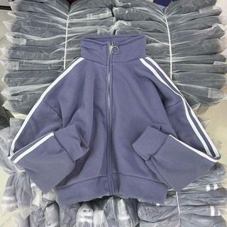 Áo khoác nỉ nam nữ form rộng ba sọc tay phong cách ulzzang unisex cổ trụ trơn giá sỉ - giá bán buôn