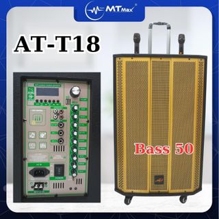 Loa Kéo AT T18 Bass 50cm - Công Suất Lớn kèm 2 Micro Không Dây