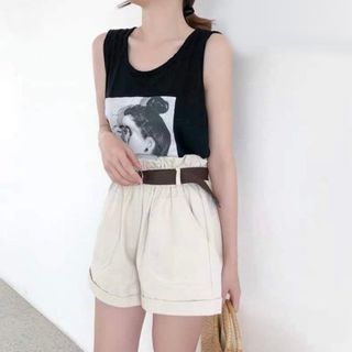 Áo ba lỗ nữ cổ tròn form rộng dáng xòe in hình cô gái đơn giản sát nách thun cotton mặc nhà tập gym freesize