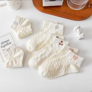 Set 5 đôi tất vớ nữ màu trắng hàng đẹp giá tốt sẵn sll