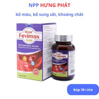 Viên uống Bổ máu Fevimax Gold bổ sung Sắt, Acid Folic cho người thiếu máu, phụ nữ mang thai và cho con bú lọ 30 viên