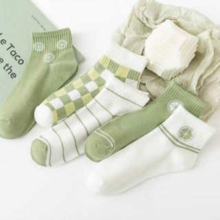 Set vớ 5 đôi cổ ngắn gam màu xanh lá hàng đẹp sẳn sll