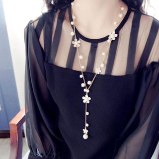 Dây chuyền kiểu phối hoa & Ngọc trai