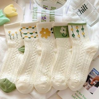 Set vớ 5 đôi hàng đẹp hình hoa cỏ dễ thương giá tốt hàng sẳn sll