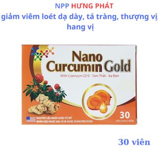 Nano Curcumin Gold - Giúp giảm các triệu chứng viêm loét dạ dày, tá tràng, thượng vị, hang vị (Hộp 30 viên) giá sỉ