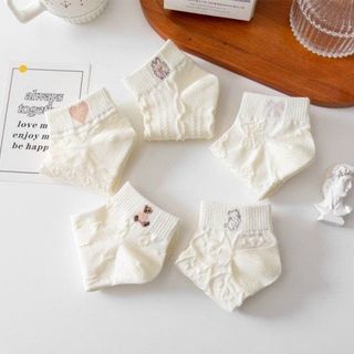 Set 5 đôi tất vớ nữ màu trắng hàng đẹp giá tốt sẵn sll