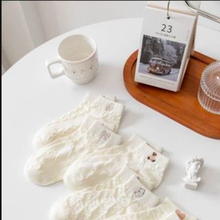 Set 5 đôi tất vớ nữ màu trắng hàng đẹp giá tốt sẵn sll