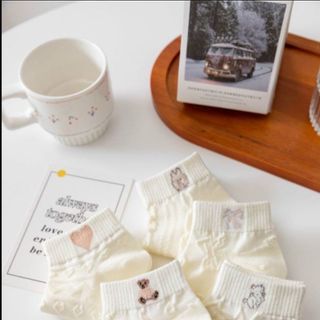 Set 5 đôi tất vớ nữ màu trắng hàng đẹp giá tốt sẵn sll