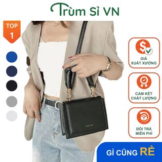 TÚI XÁCH ĐEO CHÉO QUAI NHÚN CAO CẤP DA LÌ SIZE 20 T009 - TRÙM SỈ VN