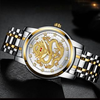 ĐỒNG HỒ NAM ONTHEEDGE DÂY THÉP KHÔNG GỈ THIẾT KẾ MẶT ĐỒNG HỒ RỒNG 3D ĐẸP MẮT