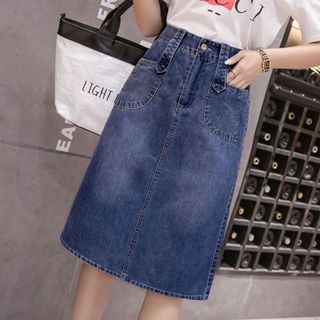 Chân Váy Jean Váy Bò hàng hàng Quảng Châu cao cấp dài qua gối 65cm