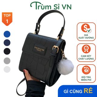 TÚI XÁCH NỮ CÓ DÂY DEO CHÉO DA DẬP VÂN CAO CẤP SIZE 20 T016 - TRÙM SỈ VN