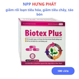 Men tiêu hóa vi sinh Biotex Plus giảm rối loạn tiêu hóa, giảm tiêu chảy, táo bón - Hộp 100 viên giá sỉ