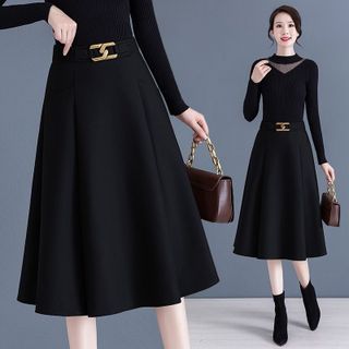 Chân váy xòe dáng chữ A dài qua gối hàng cao cấp