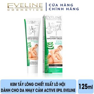 [ TẶNG nước tẩy trang 100ml ] Kem tẩy lông chiết xuất lô hội dành cho da nhạy cảm EVELINE ACTIVE EPIL (Tay, Nách, Bikini) 125ml